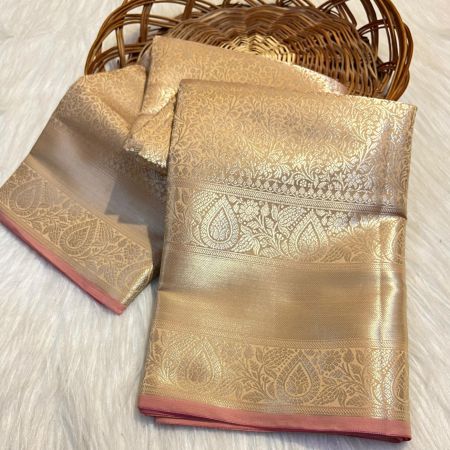 CATLON TAPETA SILK SAREE - LIGHT (CHAMPAGNE) GOLD