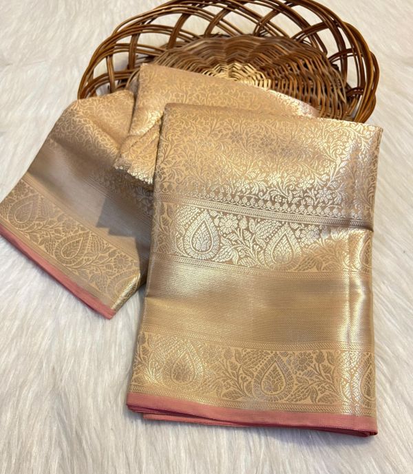 CATLON TAPETA SILK SAREE - LIGHT (CHAMPAGNE) GOLD