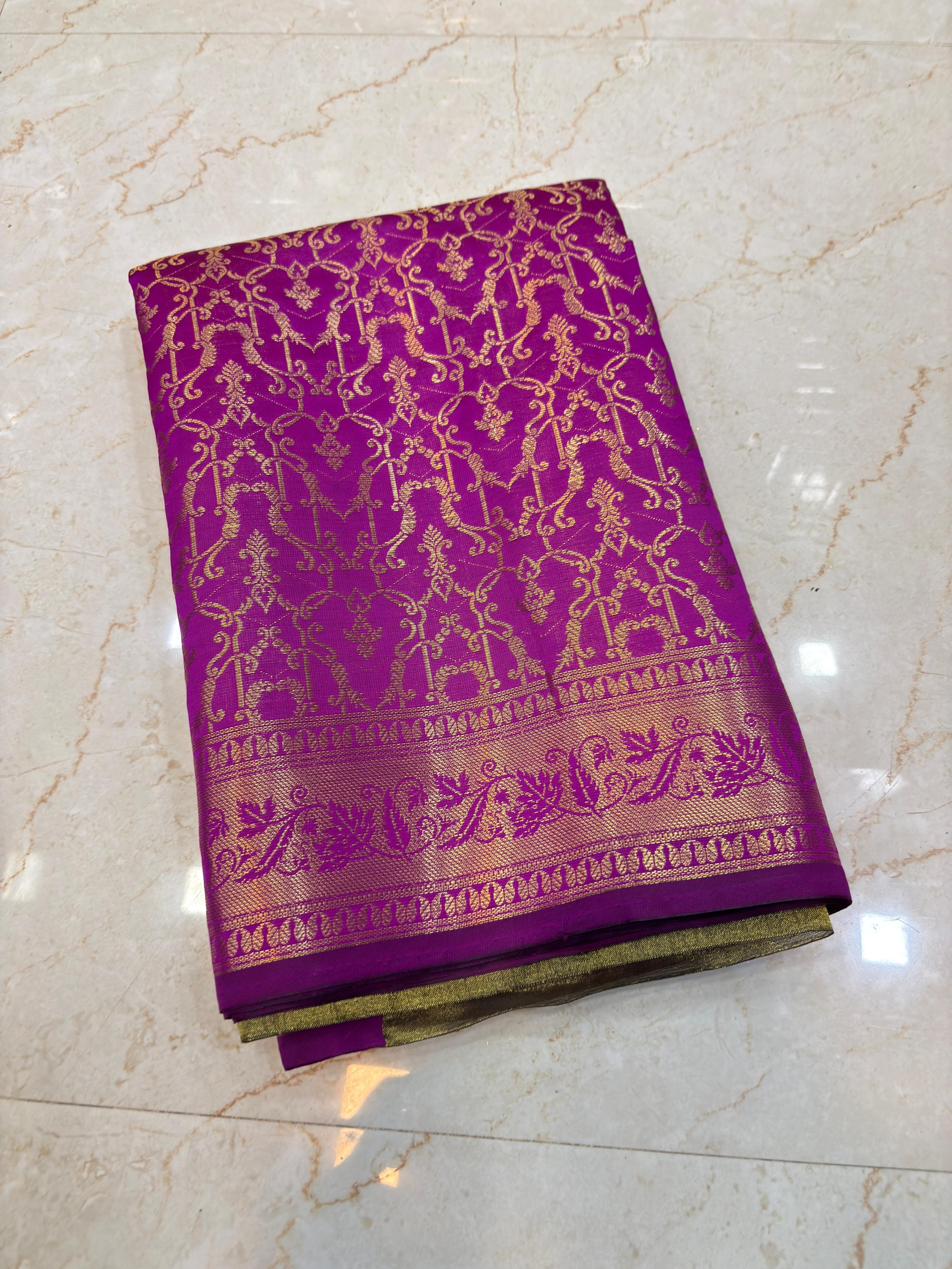 Catlon Tapeta Silk Saree - Magenta (Pinkish-Purple) Colour - Image 3