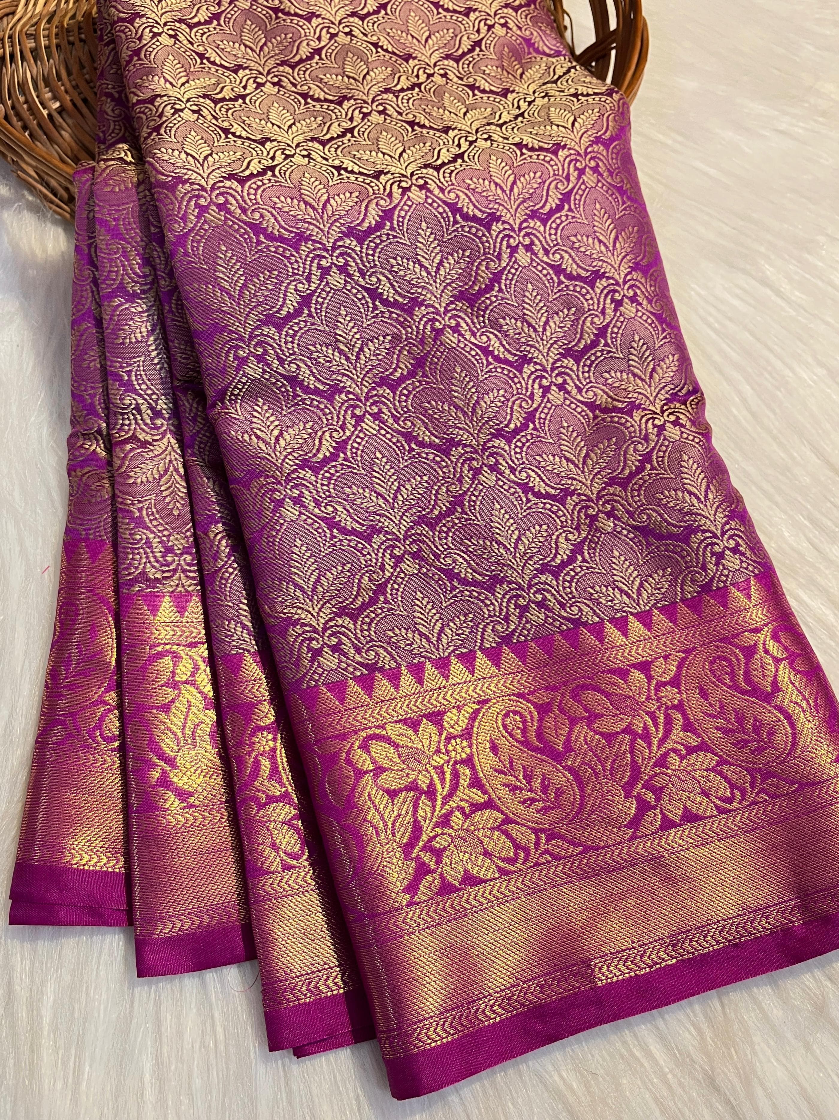 Catlon Tapeta Silk Saree Inspired by Pooja Hegde - Rich Wine Purple Colour - Image 7