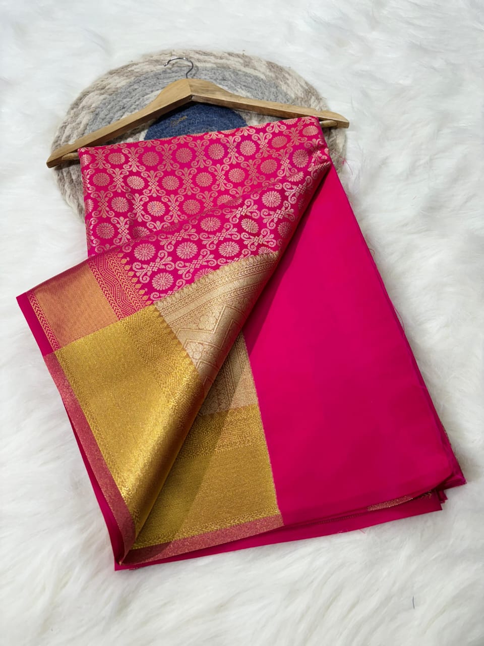 Premium Quality Kanjivaram Saree – Rani Pink Colour – Khapraw Store