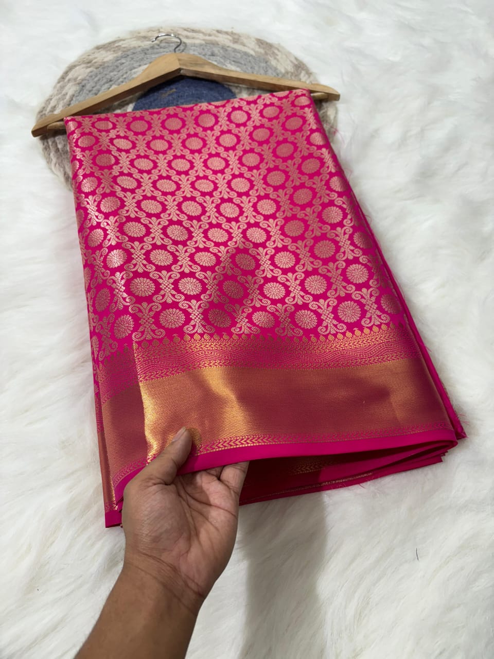 Premium Quality Kanjivaram Saree – Rani Pink Colour – Khapraw Store