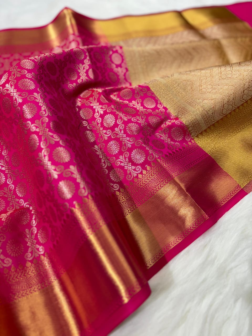 Premium Quality Kanjivaram Saree – Rani Pink Colour – Khapraw Store