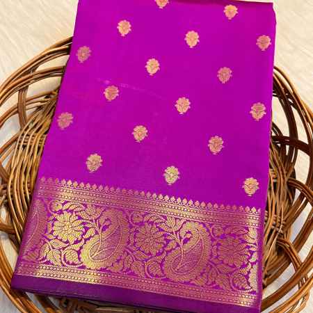 Semi Katan Tapeta Soft Silk Saree - Magenta Pink Colour