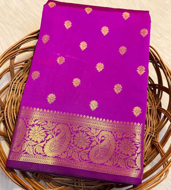 Semi Katan Tapeta Soft Silk Saree - Magenta Pink Colour