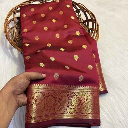 Semi Katan Tapeta Soft Silk Saree - Maroon Colour