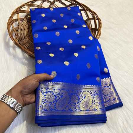 Semi Katan Tapeta Soft Silk Saree - Royal Blue Colour
